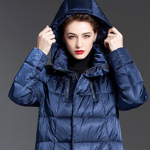 Women's Hooded Thickened Long Down Jacket - Women's Hooded Thickened Long Down Jacket - Image 1 of 10