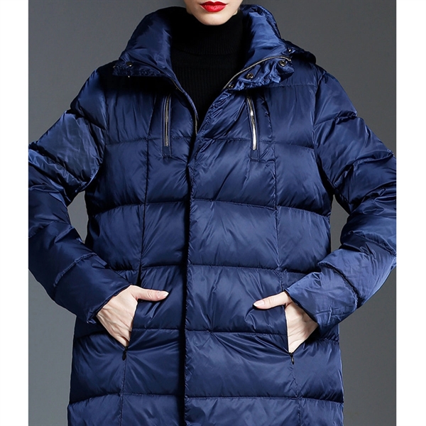 Women's Hooded Thickened Long Down Jacket - Women's Hooded Thickened Long Down Jacket - Image 7 of 10