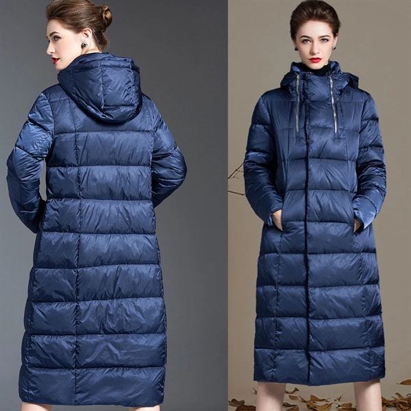 Women's Hooded Thickened Long Down Jacket - Women's Hooded Thickened Long Down Jacket - Image 9 of 10