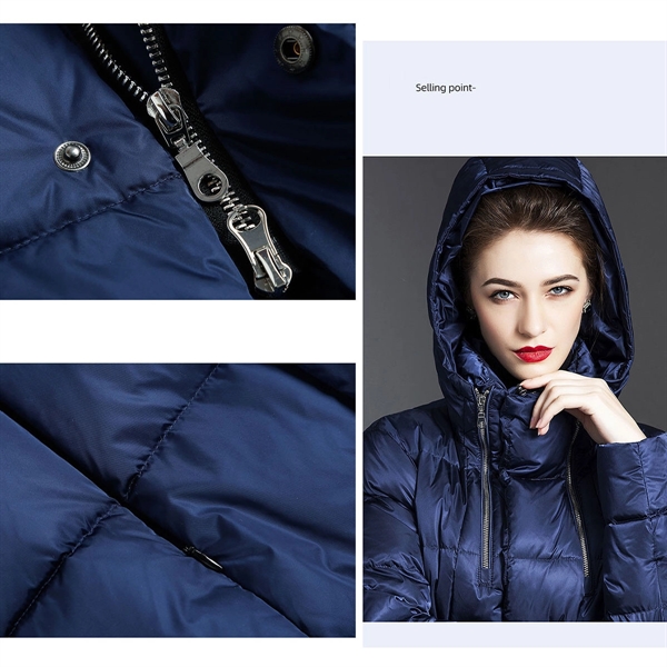 Women's Hooded Thickened Long Down Jacket - Women's Hooded Thickened Long Down Jacket - Image 10 of 10