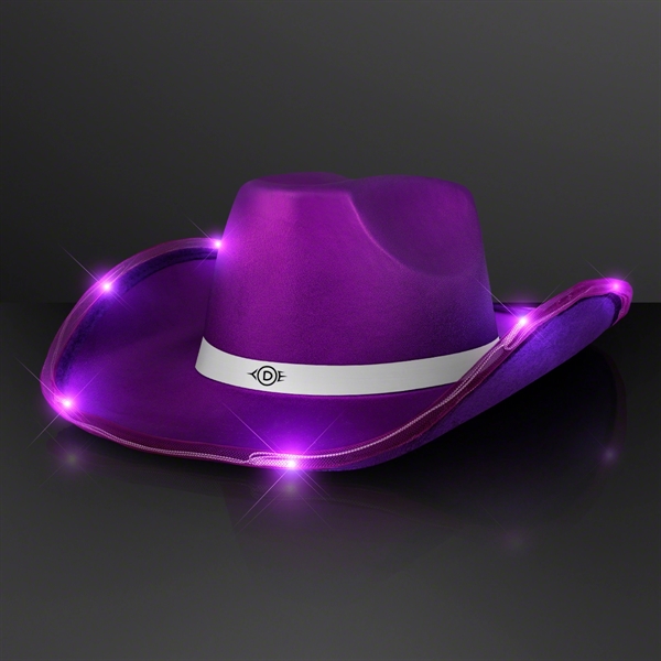 Deluxe Shiny Light Up Cowboy Hat with White Band - Deluxe Shiny Light Up Cowboy Hat with White Band - Image 1 of 12