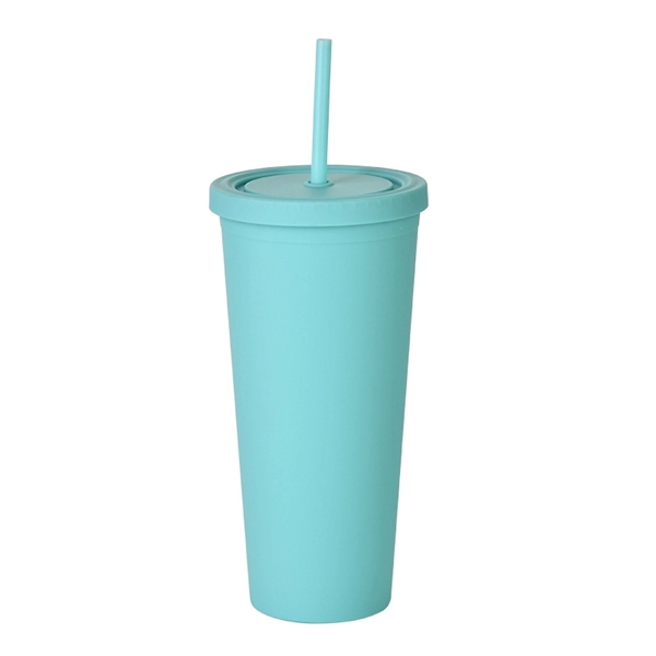 24oz Pastel Colored Plastic Cups with Lids and Straws - 24oz Pastel Colored Plastic Cups with Lids and Straws - Image 3 of 14