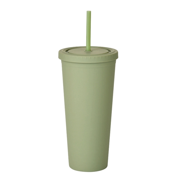 24oz Pastel Colored Plastic Cups with Lids and Straws - 24oz Pastel Colored Plastic Cups with Lids and Straws - Image 4 of 14