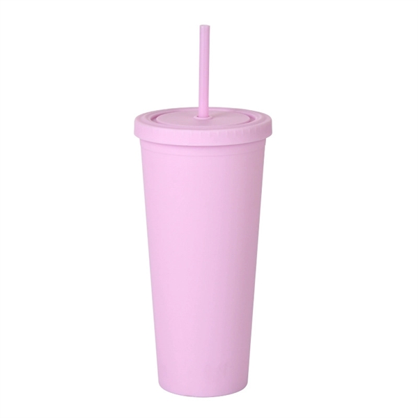 24oz Pastel Colored Plastic Cups with Lids and Straws - 24oz Pastel Colored Plastic Cups with Lids and Straws - Image 10 of 14