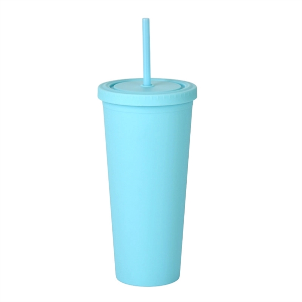24oz Pastel Colored Plastic Cups with Lids and Straws - 24oz Pastel Colored Plastic Cups with Lids and Straws - Image 12 of 14