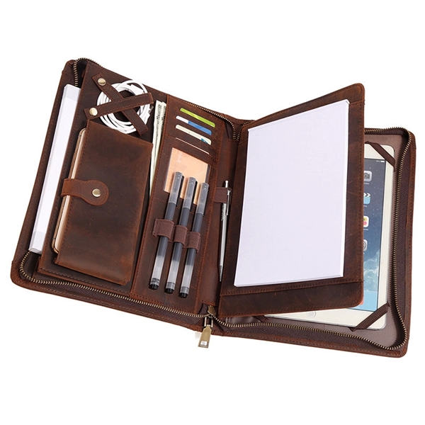 Multifunctional Leather Laptop Briefcase Portfolio Bag - Multifunctional Leather Laptop Briefcase Portfolio Bag - Image 0 of 5