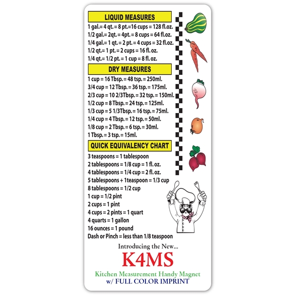 HANDY KITCHEN MEASUREMENT MAGNET - MADE IN USA - HANDY KITCHEN MEASUREMENT MAGNET - MADE IN USA - Image 0 of 1