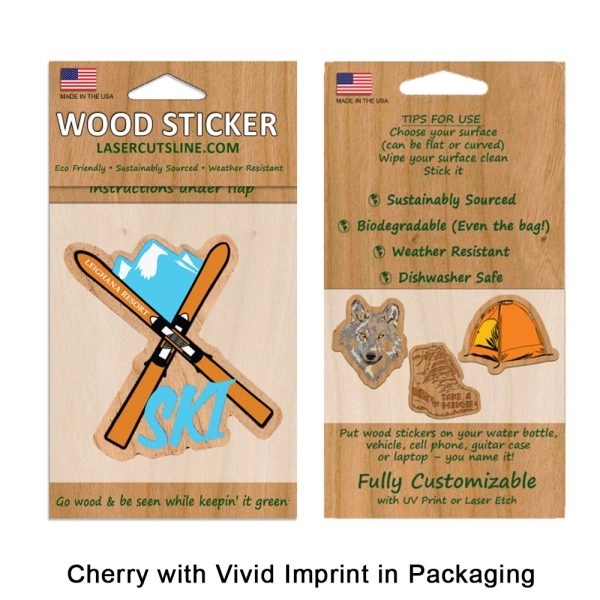 Laser Etched Cherry Wood Stickers - Laser Etched Cherry Wood Stickers - Image 2 of 2