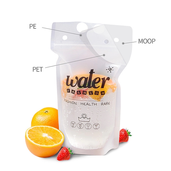 500ML/17OZ Disposable Drink Pouch With Straw - 500ML/17OZ Disposable Drink Pouch With Straw - Image 2 of 4