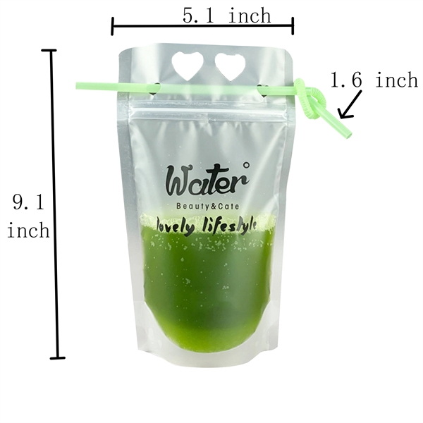 500ML/17OZ Disposable Drink Pouch With Straw - 500ML/17OZ Disposable Drink Pouch With Straw - Image 4 of 4