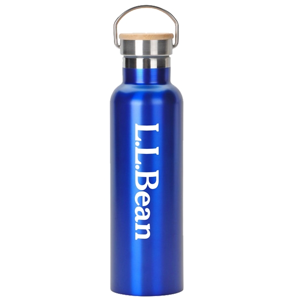 20 oz. Stainless Steel Water Bottle with Screw-on Bamboo Lid - 20 oz. Stainless Steel Water Bottle with Screw-on Bamboo Lid - Image 2 of 4