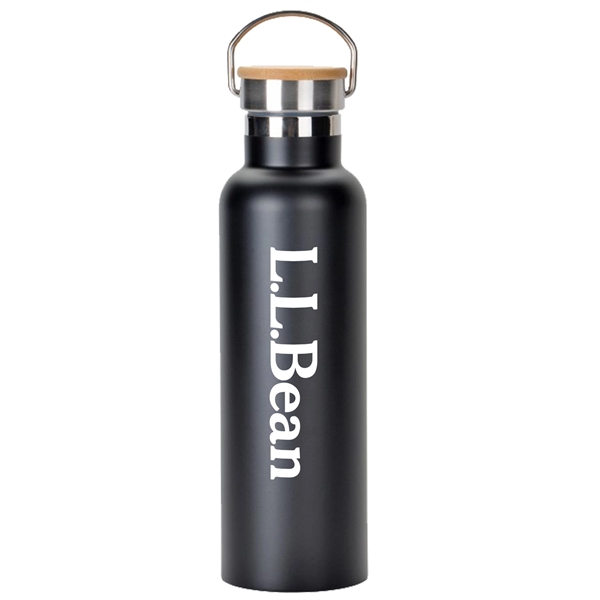 Custom 20 oz. Stainless Steel Water Bottle with Screw-on Bamboo Lid