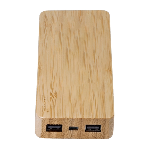 Bamboo 10,000mAh Power Bank and QI Wireless Charger 2-in-1 - Bamboo 10,000mAh Power Bank and QI Wireless Charger 2-in-1 - Image 1 of 3