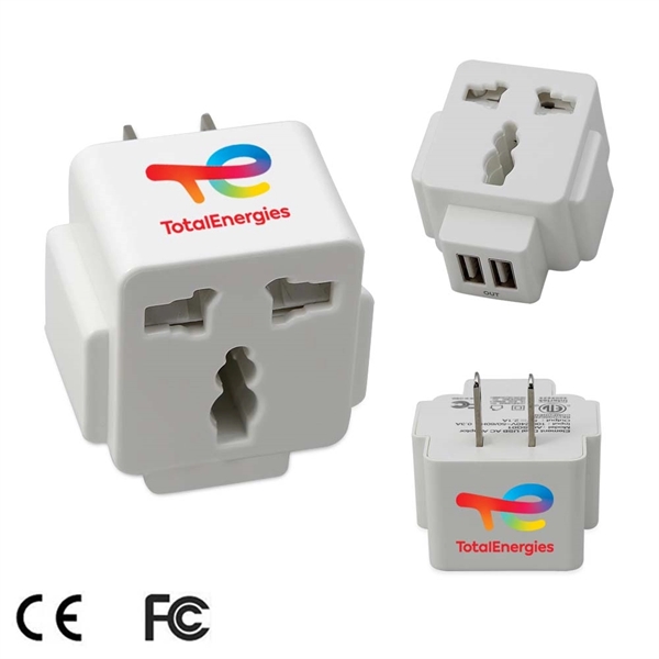 Traveler Wall Charger Adapter w/ Dual USB Ports - Traveler Wall Charger Adapter w/ Dual USB Ports - Image 0 of 3