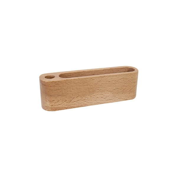 5 1/4" Beech Wood Business Card/Pen Holder - 5 1/4" Beech Wood Business Card/Pen Holder - Image 1 of 1
