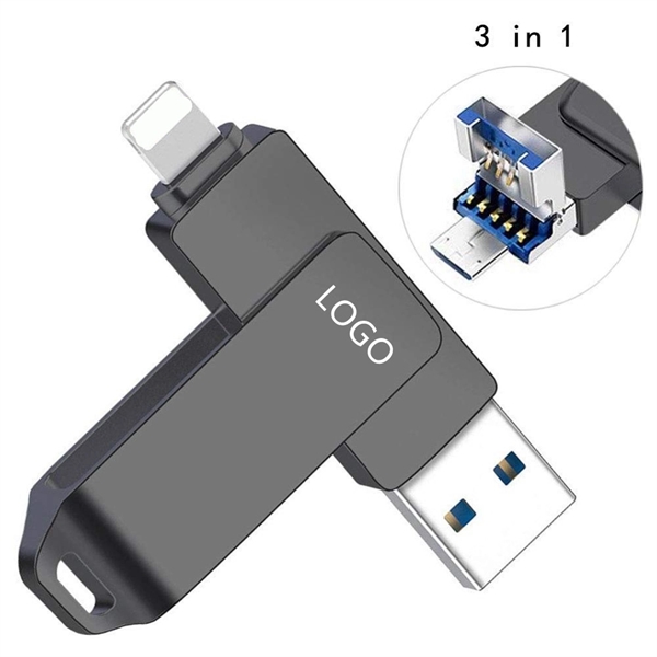 3 In 1 USB Flash Drive OTG U Disk - 3 In 1 USB Flash Drive OTG U Disk - Image 0 of 4