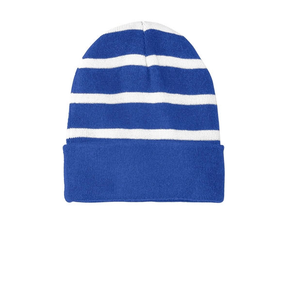 Sport-Tek Striped Beanie with Solid Band. - Sport-Tek Striped Beanie with Solid Band. - Image 13 of 13