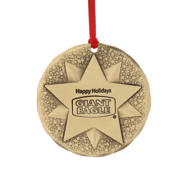 3" Round Metal Holiday Ornament - 3" Round Metal Holiday Ornament - Image 3 of 5