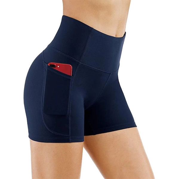 High Waist Shorts with Pockets - High Waist Shorts with Pockets - Image 3 of 4
