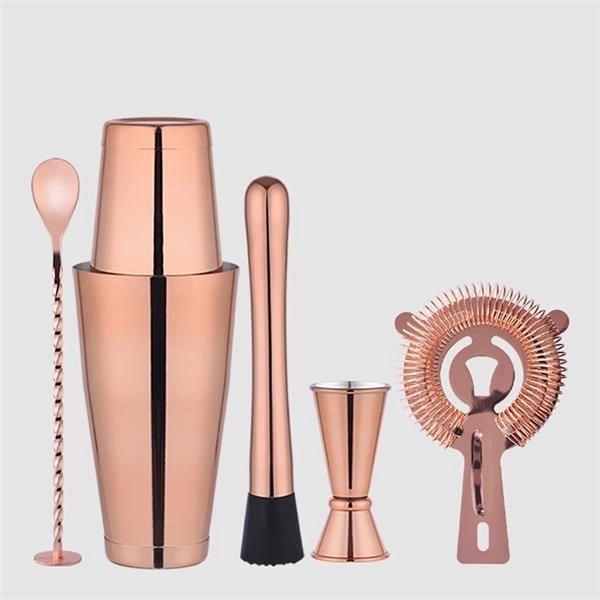 5 Pieces Stainless Steel Cocktail Shaker - 5 Pieces Stainless Steel Cocktail Shaker - Image 1 of 3