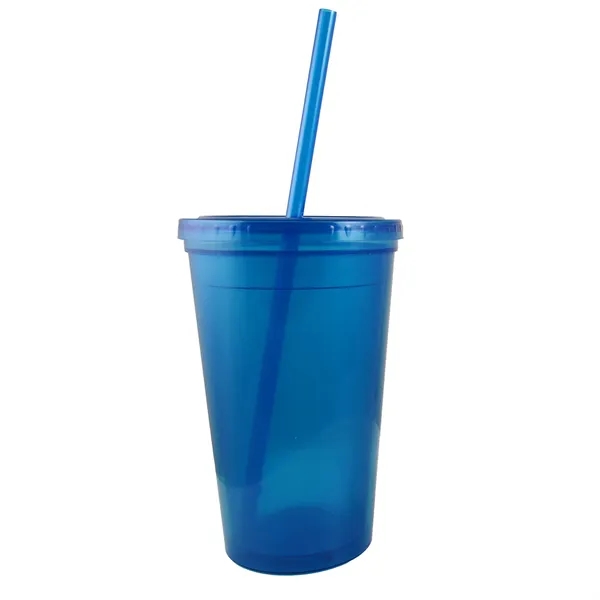 16oz Double Wall Tumbler with Straw & Lid - 16oz Double Wall Tumbler with Straw & Lid - Image 2 of 2