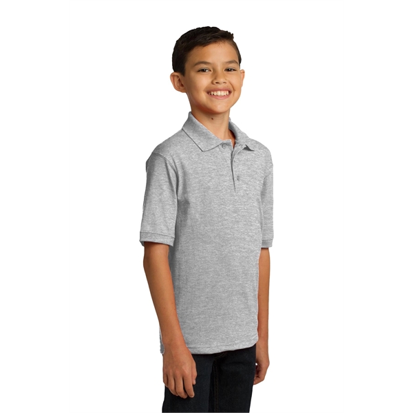 Port & Company Youth Core Blend Jersey Knit Polo. - Port & Company Youth Core Blend Jersey Knit Polo. - Image 4 of 56