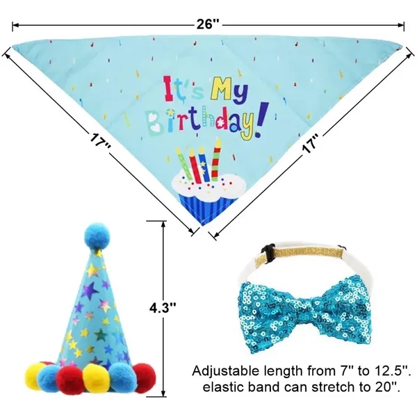 Dog Birthday Bandana Hat and Cute Bow Tie Collar Set - Dog Birthday Bandana Hat and Cute Bow Tie Collar Set - Image 3 of 4