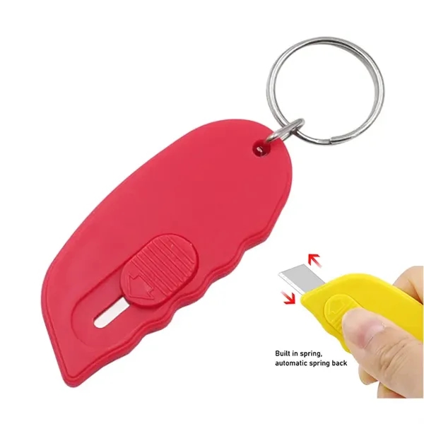 Sagasave Mini Box Cutter Keychain Box Opener Retractable Blade Portable, Red