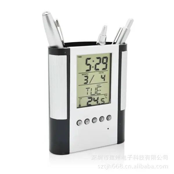 Pen Holder with Digital Alarm Clock - Pen Holder with Digital Alarm Clock - Image 0 of 2