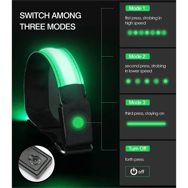 LED Armband Adjustable Reflective Flashing Strips - LED Armband Adjustable Reflective Flashing Strips - Image 3 of 6