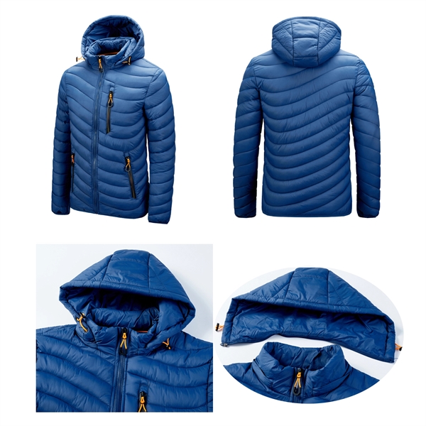 Men's Removeable Hooded Lightweight Winter Jacket - Men's Removeable Hooded Lightweight Winter Jacket - Image 1 of 2