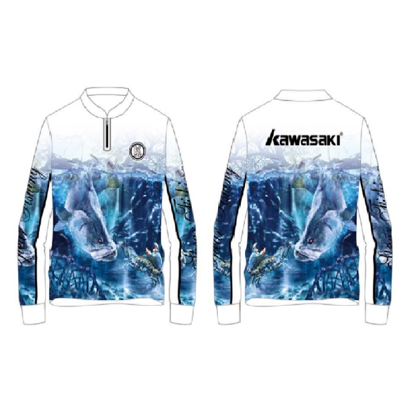 Unisex and Kids' Sublimation Long Sleeve Fishing Quarter Zip - Unisex and Kids' Sublimation Long Sleeve Fishing Quarter Zip - Image 2 of 3