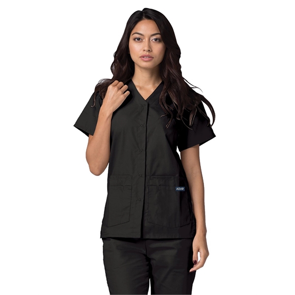 Adar - Universal - Women's Double Pocket Snap Front Top - Adar - Universal - Women's Double Pocket Snap Front Top - Image 0 of 11
