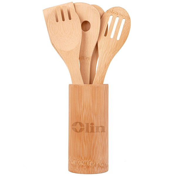 5-Piece Bamboo Kitchen Utensil Set - 5-Piece Bamboo Kitchen Utensil Set - Image 2 of 10