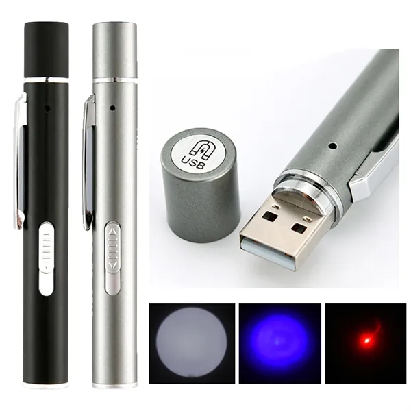 3in1 USB Rechargeable Mini LED Flashlight Pen - 3in1 USB Rechargeable Mini LED Flashlight Pen - Image 0 of 1