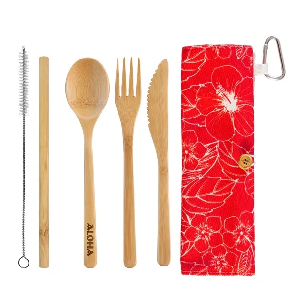 Take-Along Flatware Utensil Roll - Red Hibiscus - Take-Along Flatware Utensil Roll - Red Hibiscus - Image 0 of 0