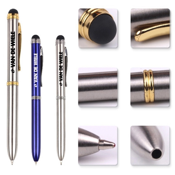 2 In 1 Stainless Steel Stylus Pen - 2 In 1 Stainless Steel Stylus Pen - Image 0 of 1