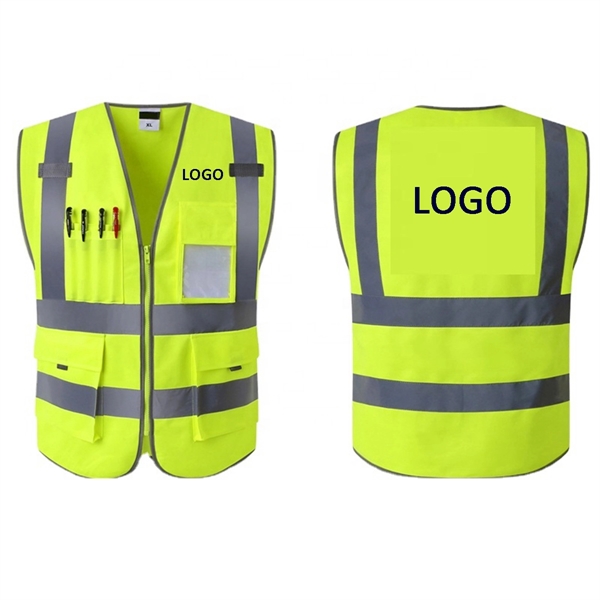 High Visibility Reflective Safety Vests with Pouch - High Visibility Reflective Safety Vests with Pouch - Image 0 of 3