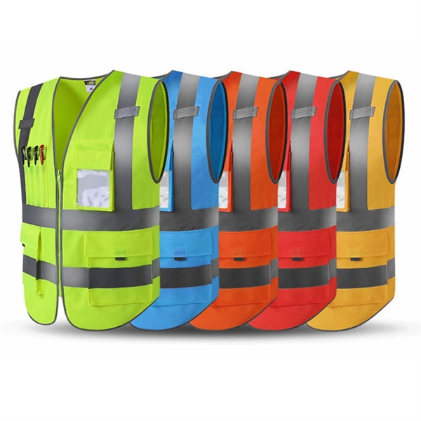 High Visibility Reflective Safety Vests with Pouch - High Visibility Reflective Safety Vests with Pouch - Image 1 of 3