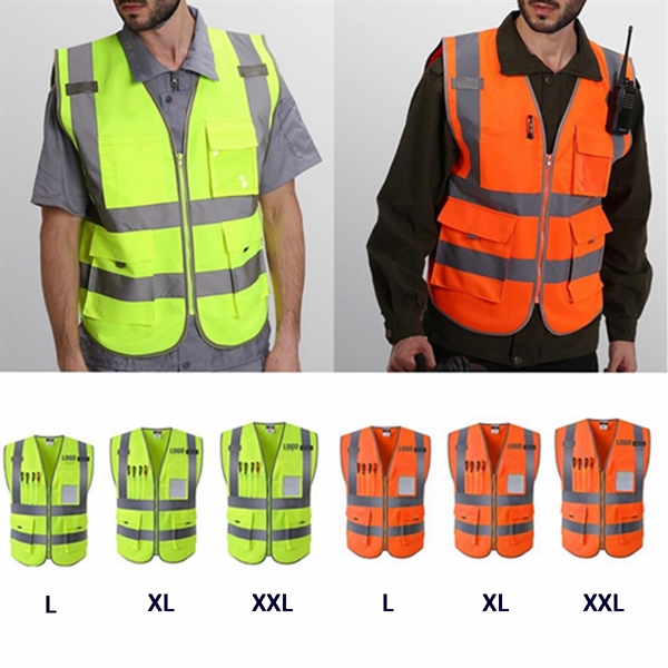 High Visibility Reflective Safety Vests with Pouch - High Visibility Reflective Safety Vests with Pouch - Image 3 of 3