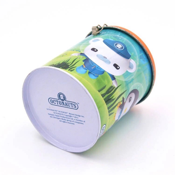 Round Tin Coin Bank With Hinge And Lock - Round Tin Coin Bank With Hinge And Lock - Image 4 of 6