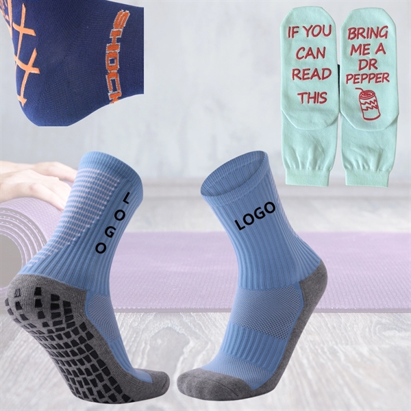 Anti Slip Grip Cotton Crew Socks - Anti Slip Grip Cotton Crew Socks - Image 0 of 5