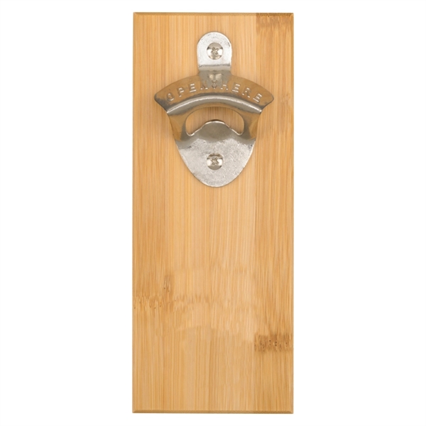 Magnetic Bamboo Wall Mounted Bottle Opener - Magnetic Bamboo Wall Mounted Bottle Opener - Image 1 of 3