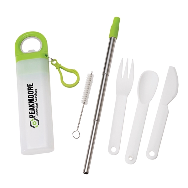 Griffith 3-in-1 Metal Straw, Cutlery Set & Bottle Opener - Griffith 3-in-1 Metal Straw, Cutlery Set & Bottle Opener - Image 2 of 5
