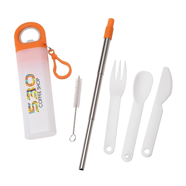 Griffith 3-in-1 Metal Straw, Cutlery Set & Bottle Opener - Griffith 3-in-1 Metal Straw, Cutlery Set & Bottle Opener - Image 4 of 5