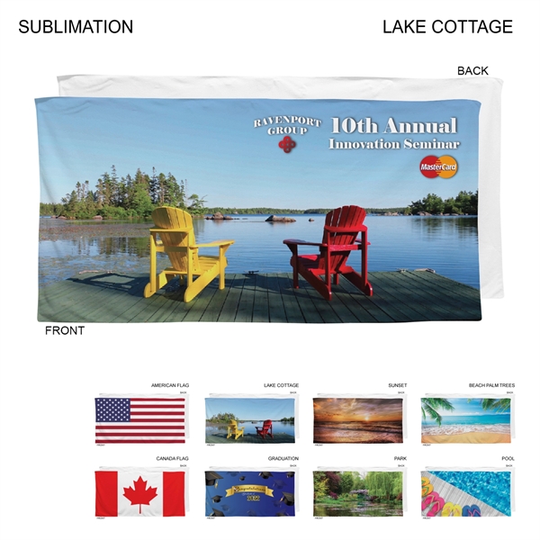 Stock Design By The Lake Beach Towel, 30x60, Sublimated
