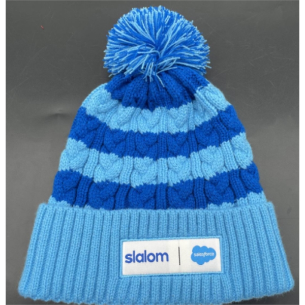 Cable Knit Beanie With Fold/Cuff And Pom - Cable Knit Beanie With Fold/Cuff And Pom - Image 0 of 1