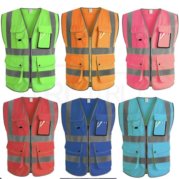 9 Pockets High Visibility Zipper Front Safety Vest - 9 Pockets High Visibility Zipper Front Safety Vest - Image 3 of 3