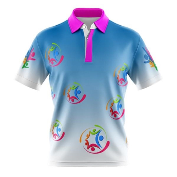 Unisex 180 GSM Poly Interlock Sublimation Short Sleeve Polo - Unisex 180 GSM Poly Interlock Sublimation Short Sleeve Polo - Image 6 of 6