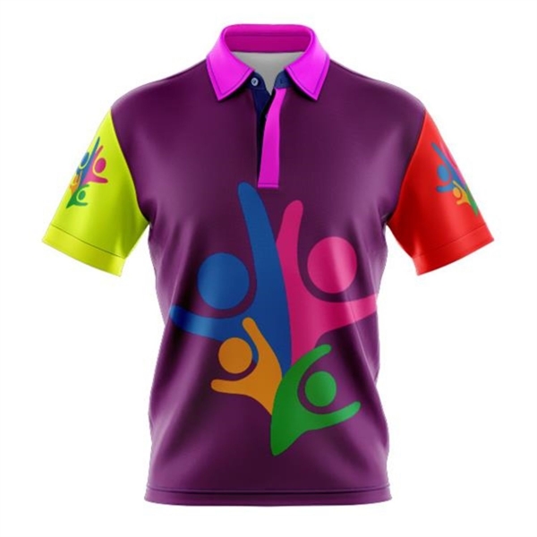 Unisex 180 GSM Poly Interlock Sublimation Short Sleeve Polo - Unisex 180 GSM Poly Interlock Sublimation Short Sleeve Polo - Image 1 of 6